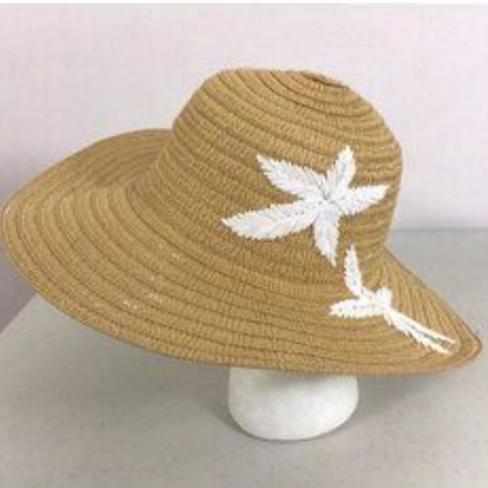 Panama Jack Women Paper Floppy Raffia Straw Sun Hat Beach Resortwear Summer Trav